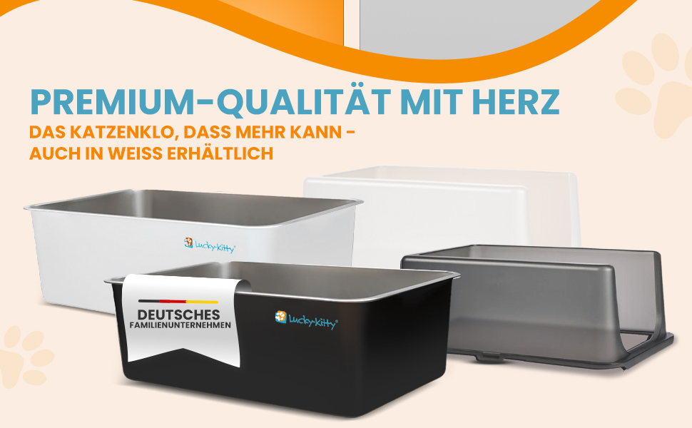 Котлочистка Lucky-Kitty Edelstahl 60x40x20 см з кришкою | XXL, не пропускає запахи, чорна | Котлочистка для котів, не витікає