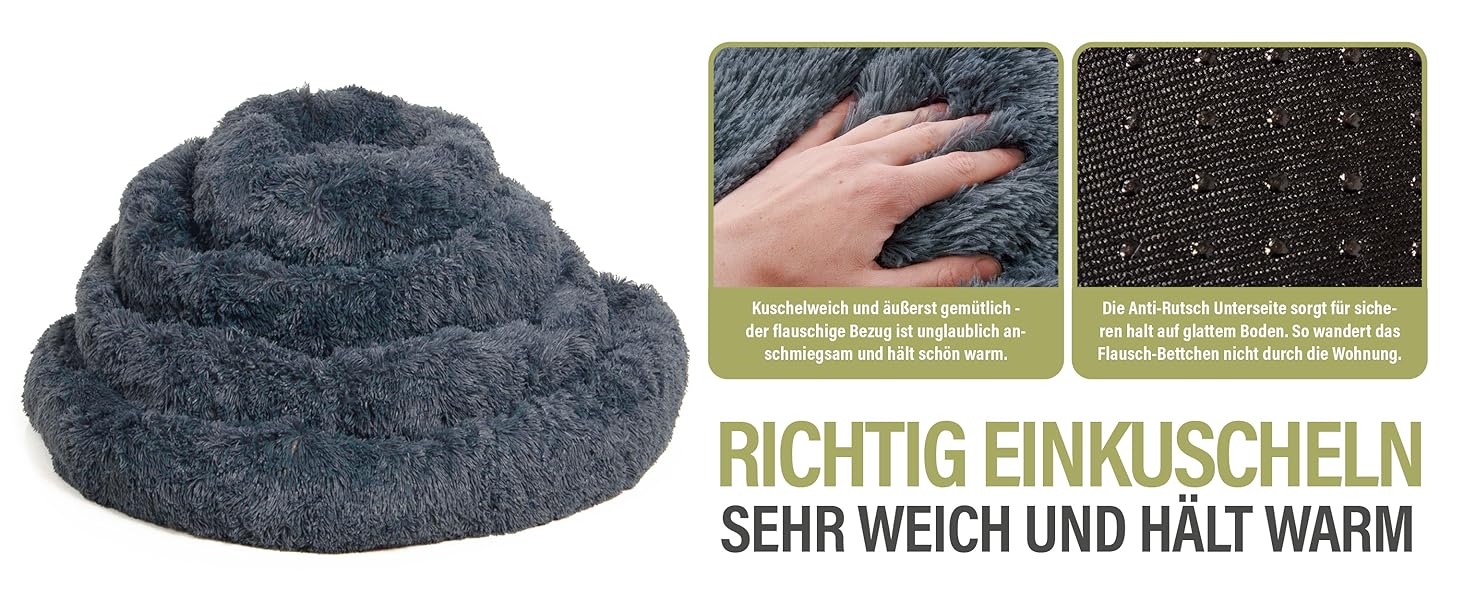 Кругле ліжко для собак Ceddie - м'яке, зручне, темно-сіре, діаметр 100 см