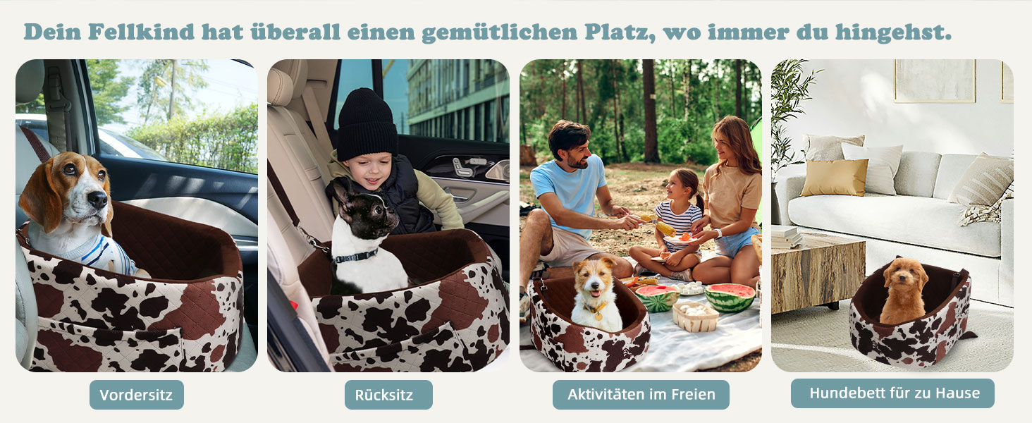 Автокрісло для собак - захист від зіткнень, антиковзаюче, захищає салон авто, знімне та пральне, коричневе