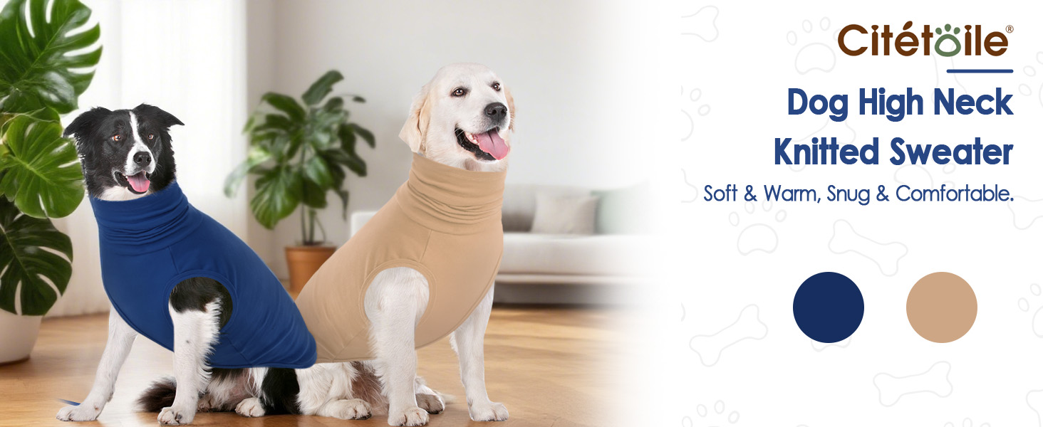 Теплий зимовий пуловер для собак великих порід, пухнастий флісовий светр з високим коміром, Khaki, розмір M