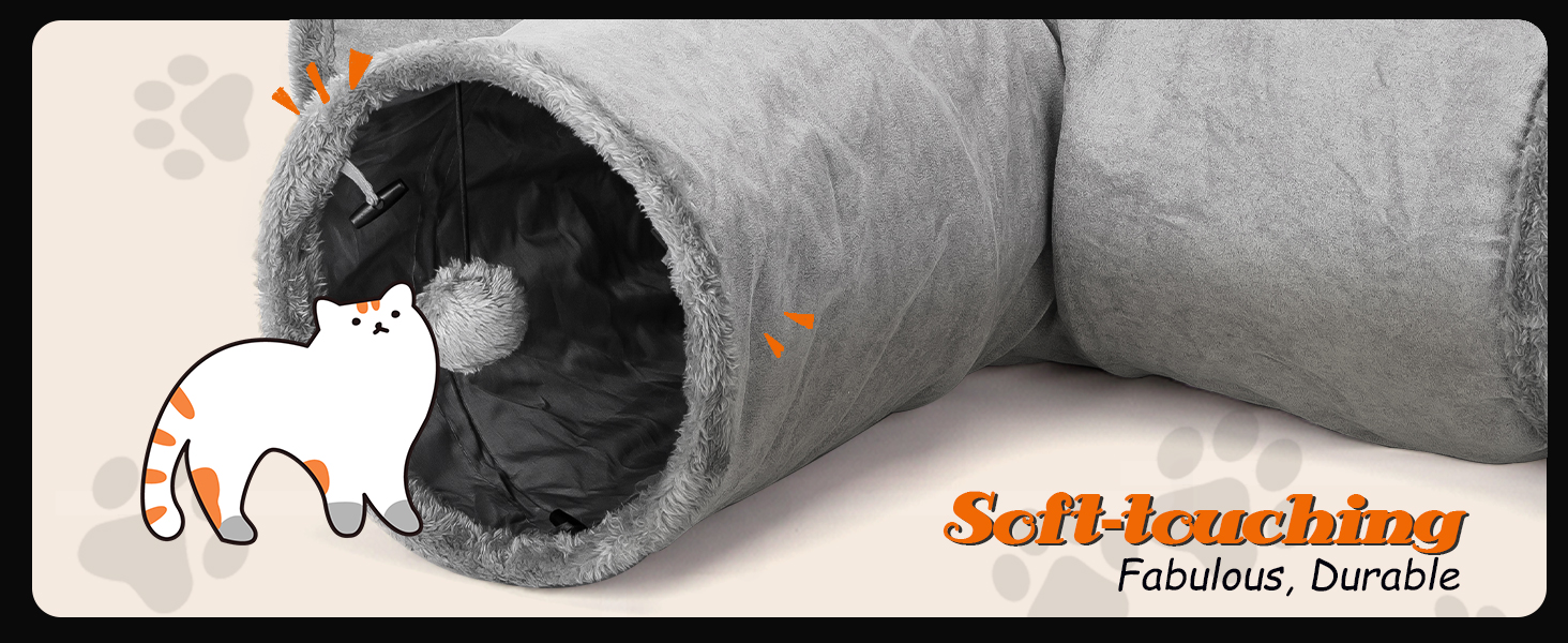 Туннель для котів Nobleza, 3-х ходовий, складаний, з іграшкою-м'ячиком, сірий, 80x30x25 см