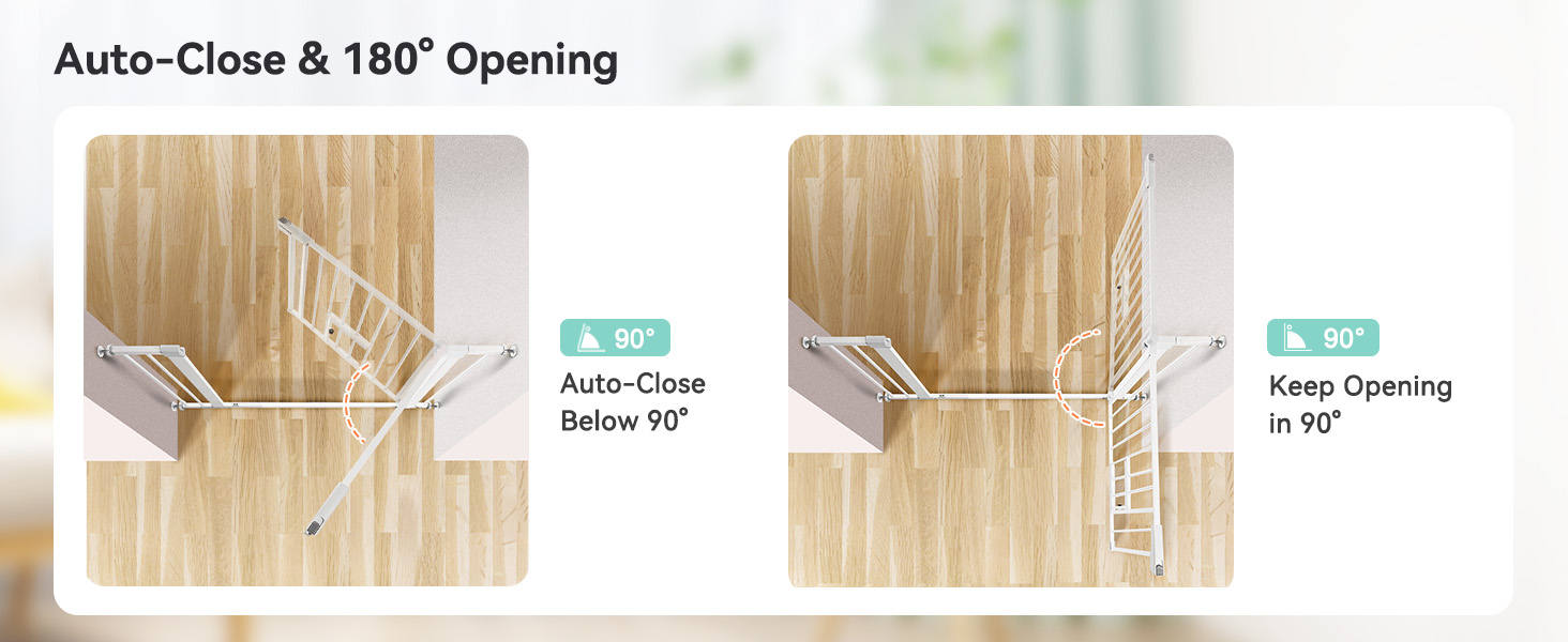 Захист для дверей COMOMY з дверцятами для котів, 75-103 см. Захист для собак та котів без свердління, автоматичне закриття, розширюваний, білий