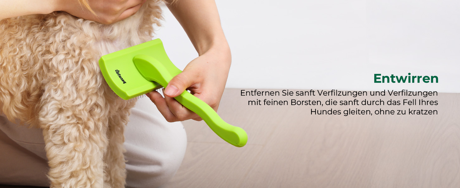 Професійна щітка Pecute Slicker для собак, видаляє підшерсток, ковтуни, 25 мм, S. Ідеально для пуделів, тедді, кокапу, довгошерстих собак. Без липких кульок.