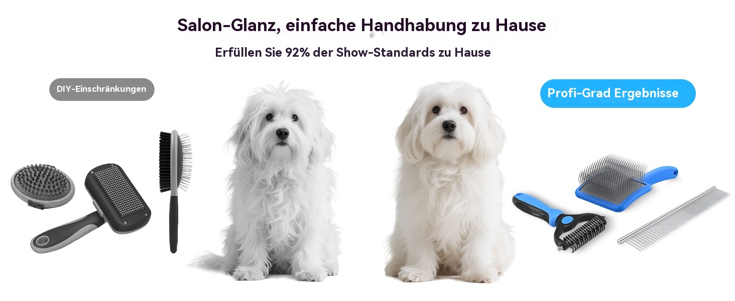 Набір для грумінгу собак великих порід Slicker Bürste Hund – 3 предмети: щітка Slicker, гребінець для підшерстка та гребінець з нержавіючої сталі. Підходить для довгошерстих собак та котів (Голден Ретрівер, Лабрадудль, Пудель)