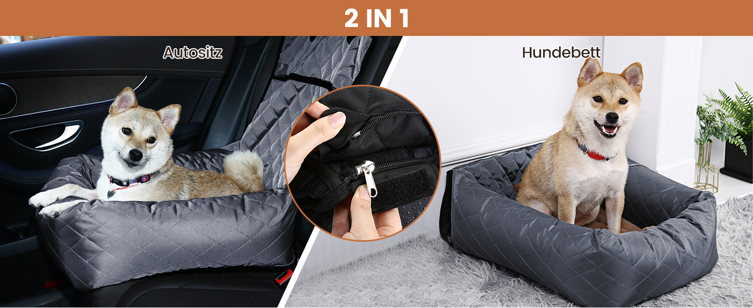 Крісло-підвищення для собак у машину 2 в 1 з підстилкою та ременем безпеки (Сірий, M)