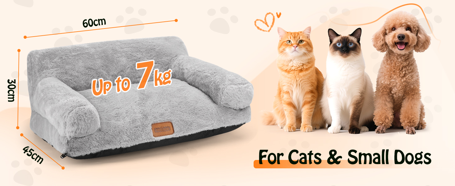 М'яке ліжко-диванчик для котів та собак Nobleza, 60x45x30 см, сірий колір