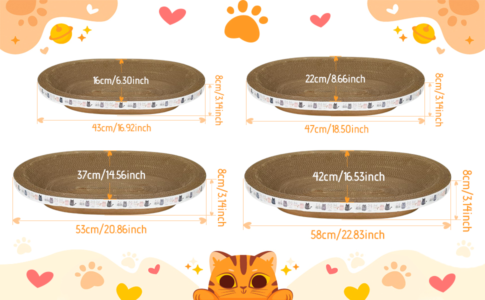 Килимок-клітка для котів Baoblaze, картонний, 45x34x9 см, ігровий комплекс для дрібних, середніх та великих котів