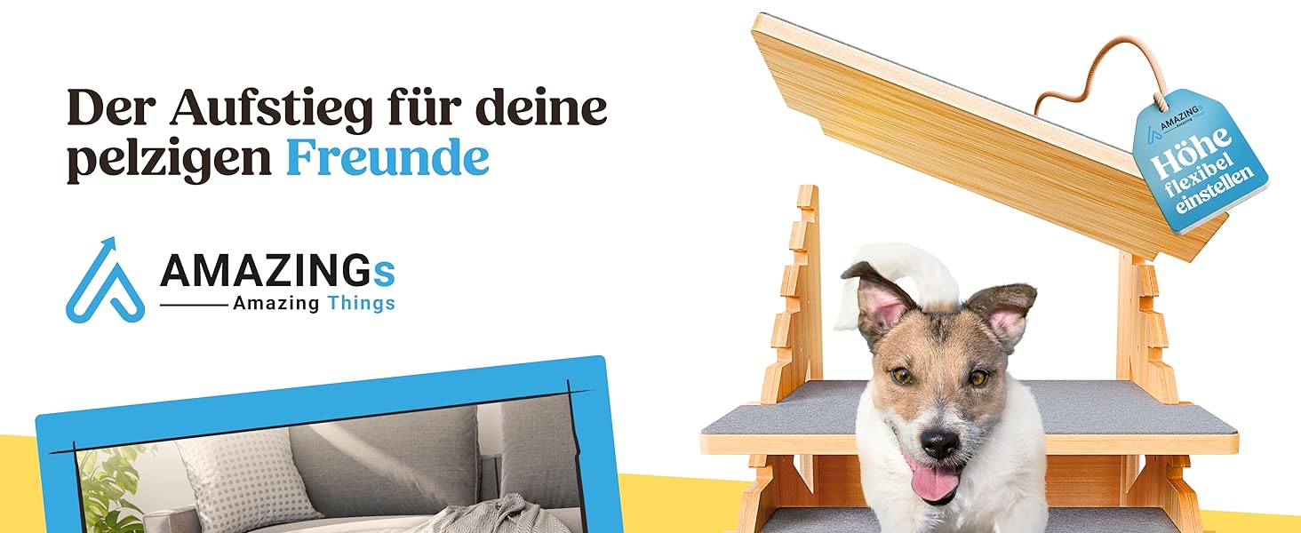 Драбинка для собак і котів AMAZINGs, регульована, 40 см, для маленьких, середніх і великих собак, молодих і літніх котів, для дивану, ліжка, висота 25-55 см
