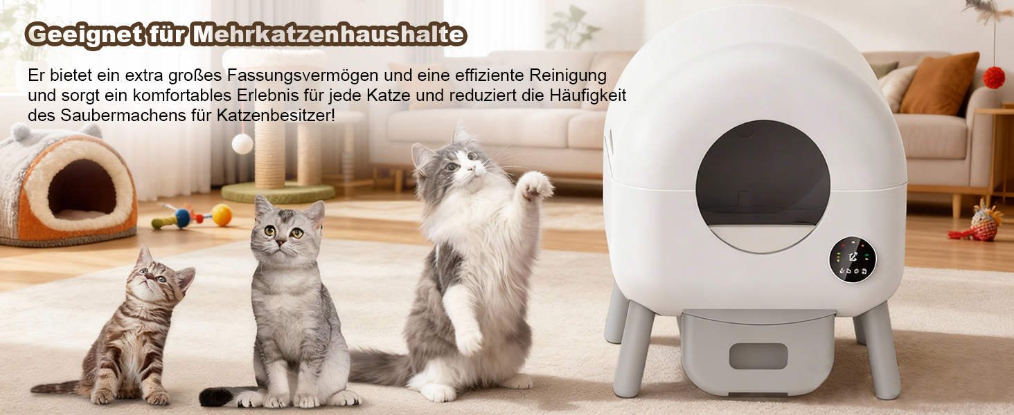 Автоматичний лоток для котів Katzenklo Selbstreinigend, 65л, XXL, з контролем через додаток, для 2+ котів