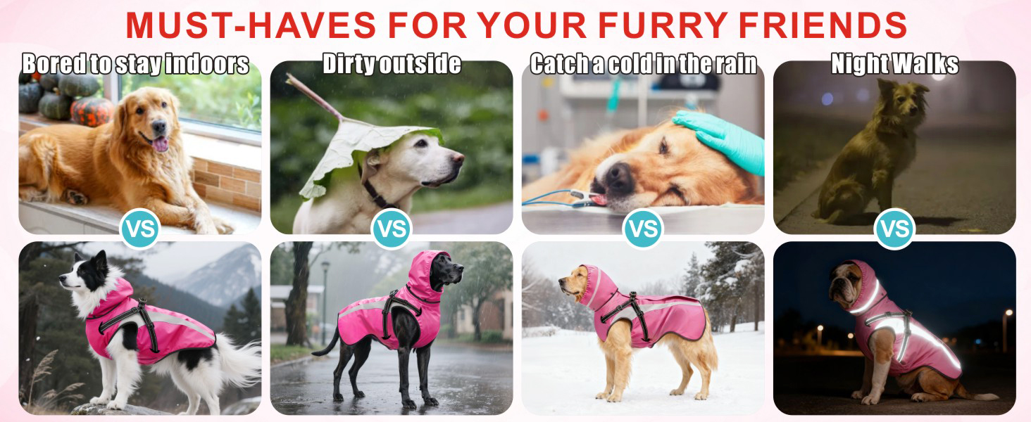 Водонепроникний дощовик для собак Oslueidy - дощовик для собак з капюшоном, пончо для маленьких, середніх та великих собак, цуценят S-XXL (Жовтий, M)