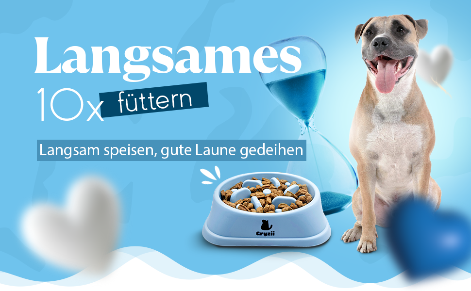 Миска для собак великих порід, Slow Feeder, антишвидке поглинання, для здорового харчування, проти блювоти, нековзна, блакитна