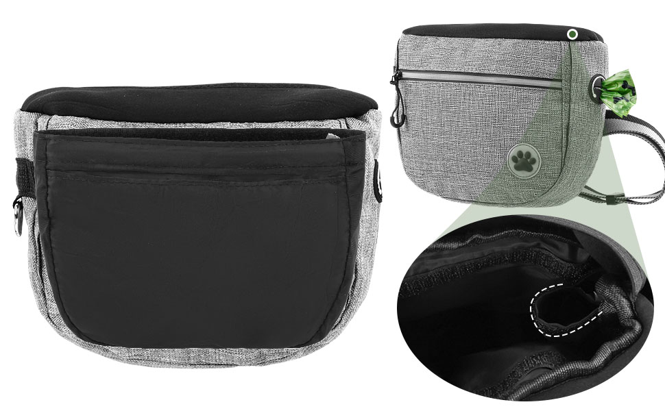 Преміум сумка для собачих ласощів для дресирування, велика місткість, сумка для прогулянки з тримачем для пакетів, регульований ремінь, сумка для цуценят, бананка для собак