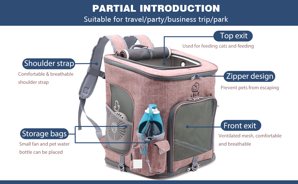 Рюкзак для собак і котів PETCUTE: складаний, з підкладкою, дихаючий, з регульованими ременями, сірий