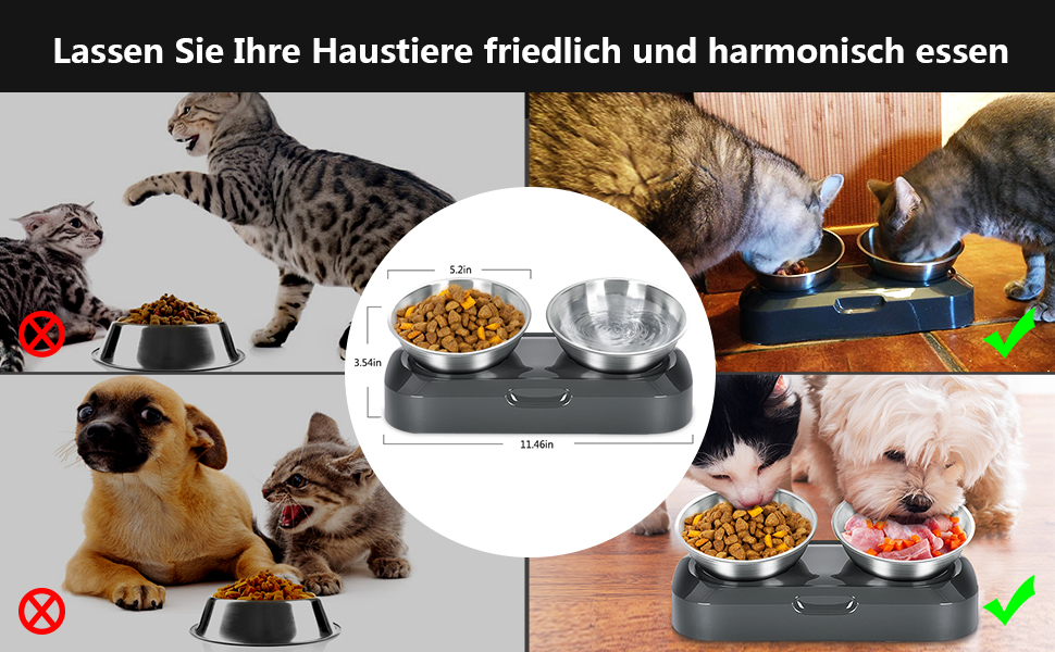 Миска для котів з нахилом 15° з нержавіючої сталі, харчової якості, миється в посудомийній машині, з силіконовою основою, для котів та цуценят, 1 шт.