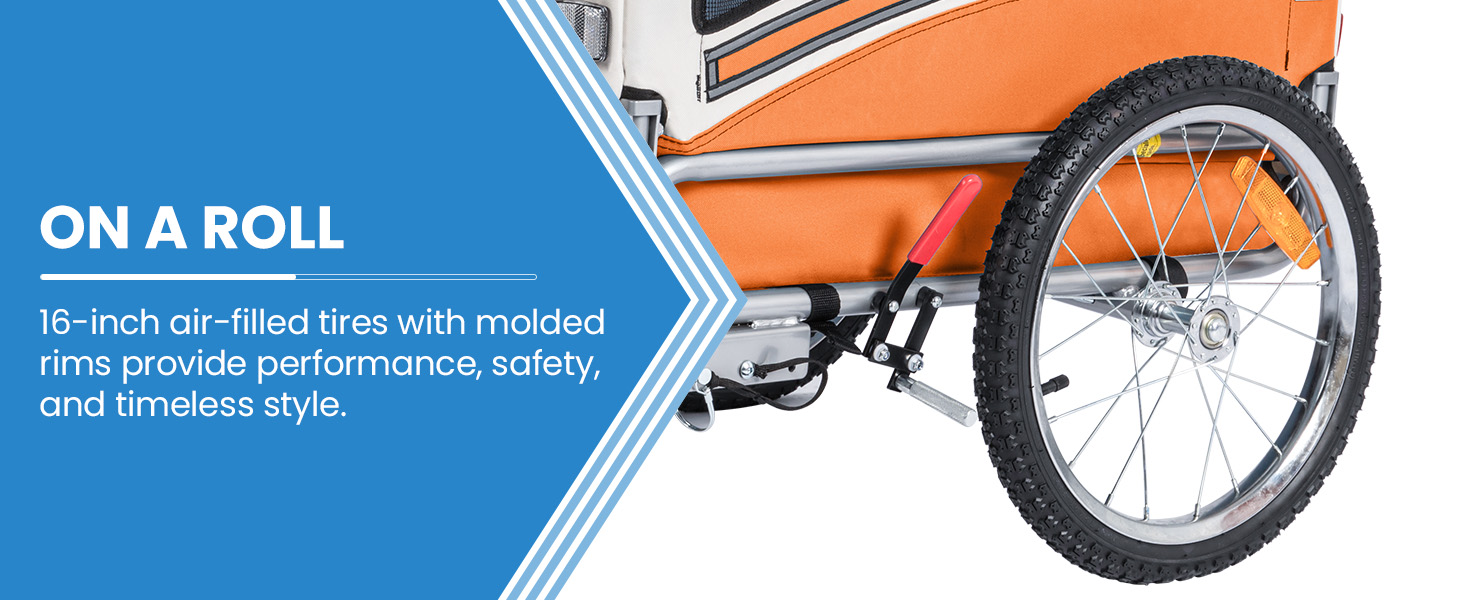 Причіп для собак SEPNINE® 2-в-1 для велосипеда та джоггінгу, до 30 кг, помаранчевий