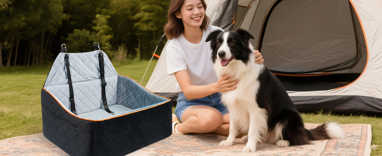 Автокрісло для собак великих та середніх порід до 45 кг, знімне та миється, з безпечними лініями та антиковзною основою для заднього сидіння автомобіля