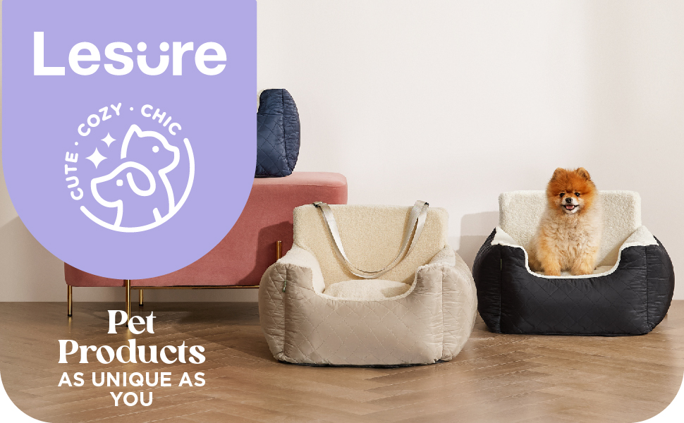 Автокрісло для собак Lesure - блакитне, для маленьких собак, з поворотком для повідка, водовідштовхувальне