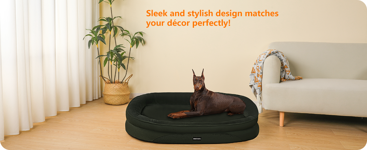 Ортопедичне ліжко для собак, ліжко-софа з валиком для шиї, кошик для собак з антиковзною основою, знімне та пральне, для великих собак, 122 x 90 x 19 см, оливковий колір