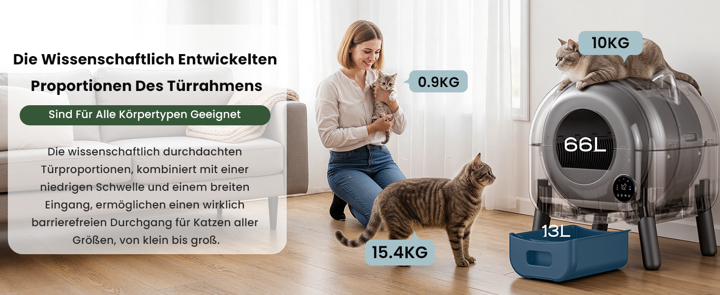 Автоматичний лоток для котів з самоочищенням 65л, 9 сенсорів, керування через додаток, захист від защемлення (сірий)