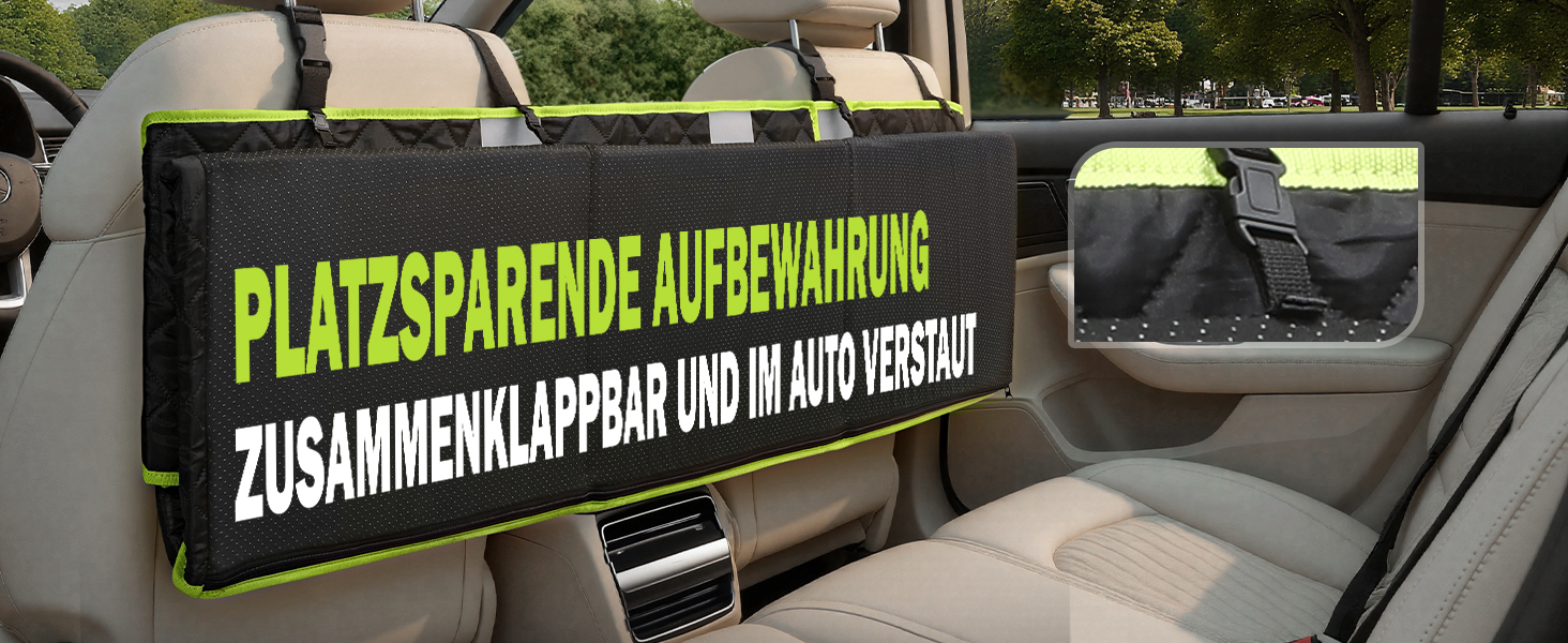 Плед для собак у машину Pecute з жорсткою основою, 136x60 см, захист сидіння, водовідштовхуючий, анти-царапин, для собак до 150 кг, чорний з зеленим кантом