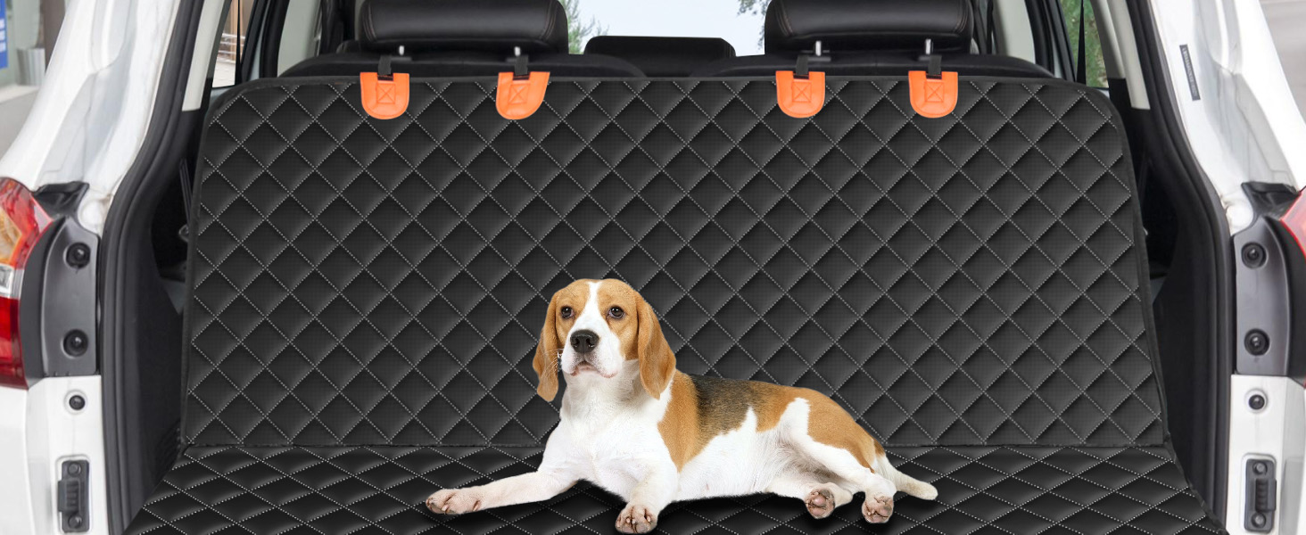 Захист для автосидіння для собак JOEJOY, 135 x 144 см, чорний. Водонепроникний, стійкий до подряпин, з боковим захистом та віконцем. Підходить для авто, мінівена, SUV.