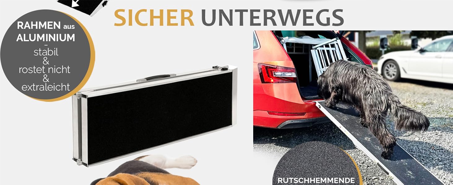 Рампа для собак Petigi: пандус у багажник авто, складна, алюмінієва, 244 см