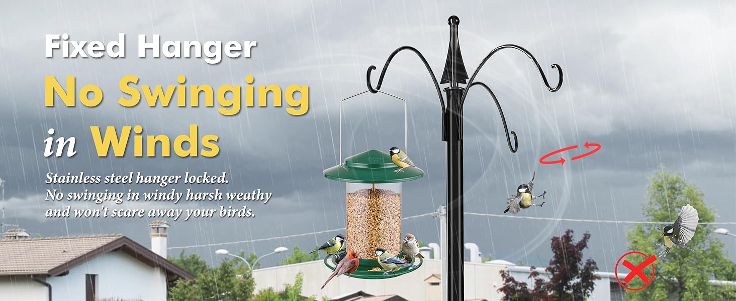 Годівниця для птахів iBorn, металева, з дахом, зелена, для цілорічного годування