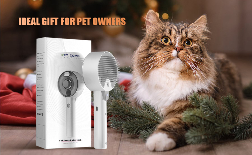 Парова щітка для котів 4-в-1 Katzenbürste: масаж, догляд та видалення шерсті. Біла (сіра+біла)