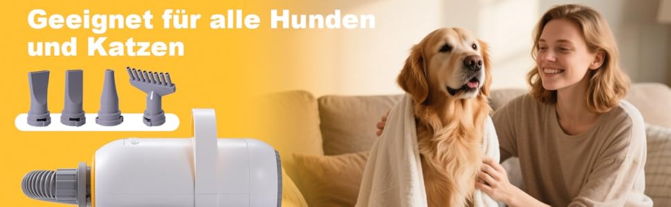 Фен для собак Kanonen-Stil білий 2400W, професійний собачий фен-сушарка з регулюванням швидкості та температури повітря, 1-9 рівнів, 35-60°C, #LYCSJDPWH-DE