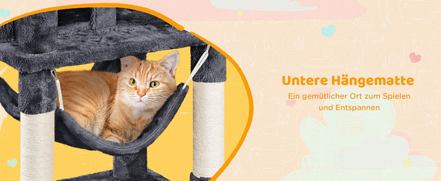 Котячий комплекс Yaheetech 170 см XL: кігтеточка, ліжко, гамак, іграшки, темно-сірий