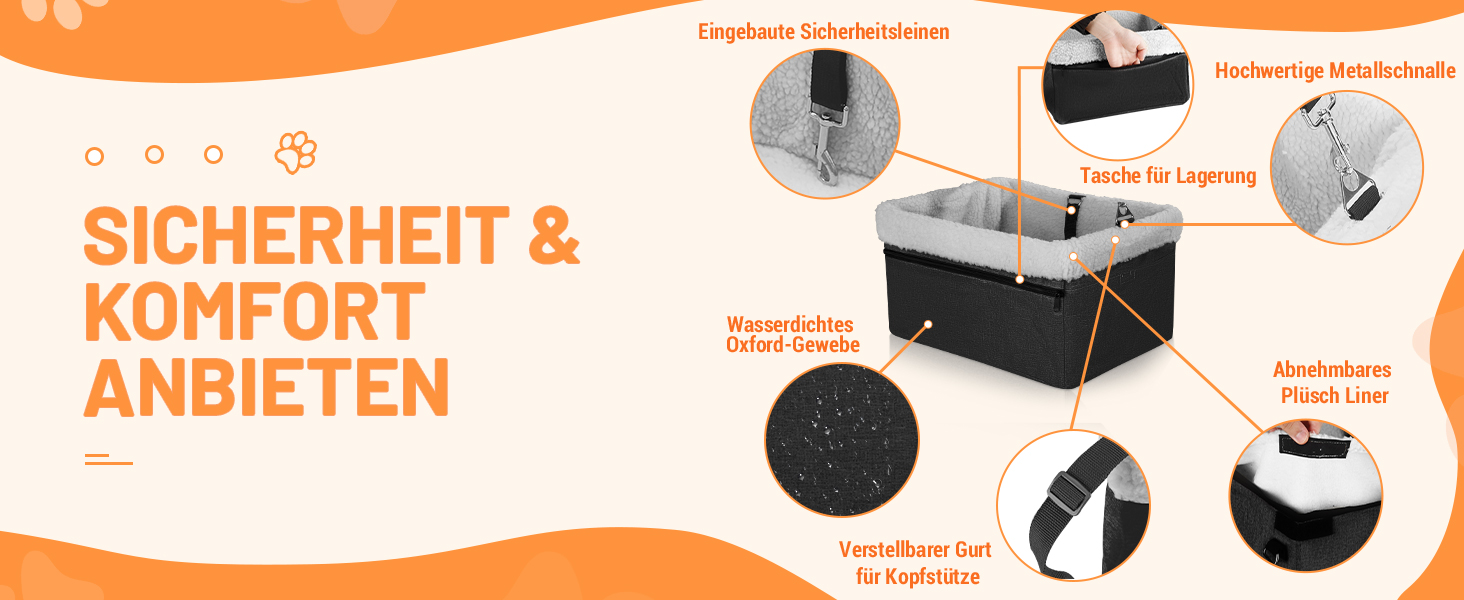 Автокрісло для собак - підвищене автокрісло для маленьких собак, цуценят. Чорно-сірий колір, вантажопідйомність до 20lbs