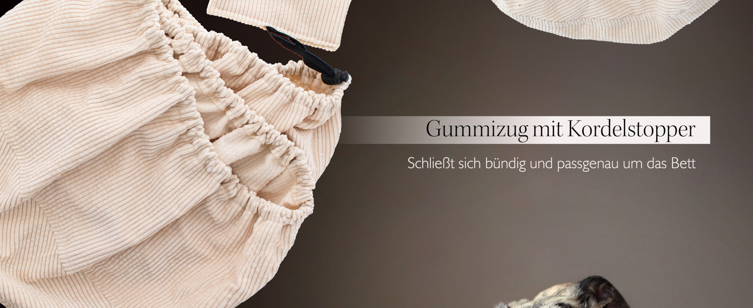 Підстилка для собак EDEL&SCHNELL з можливістю заміни чохла, світло-бежева, діаметр 125 см, м'який бавовняний корд