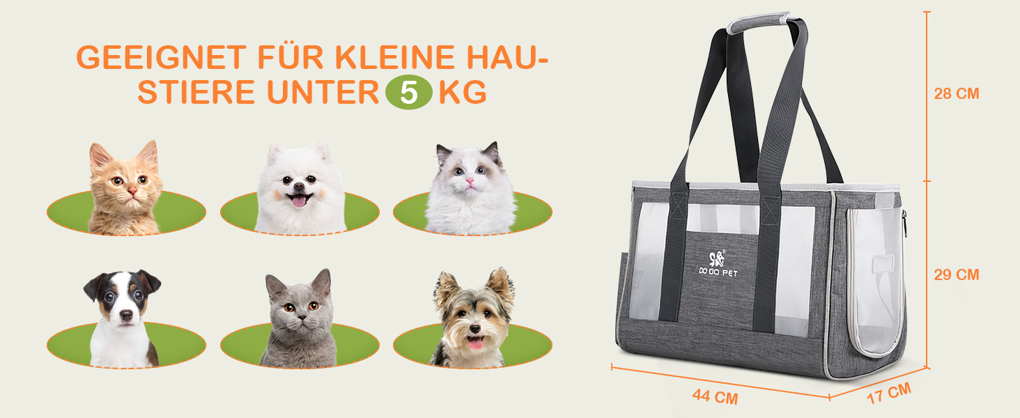 Переноска для кота та собаки ALLSOPETS: складана, дихаюча, з міцним килимком. Ідеальна для маленьких собак та котів, подорожей, кемпінгу та прогулянок. Сіра.