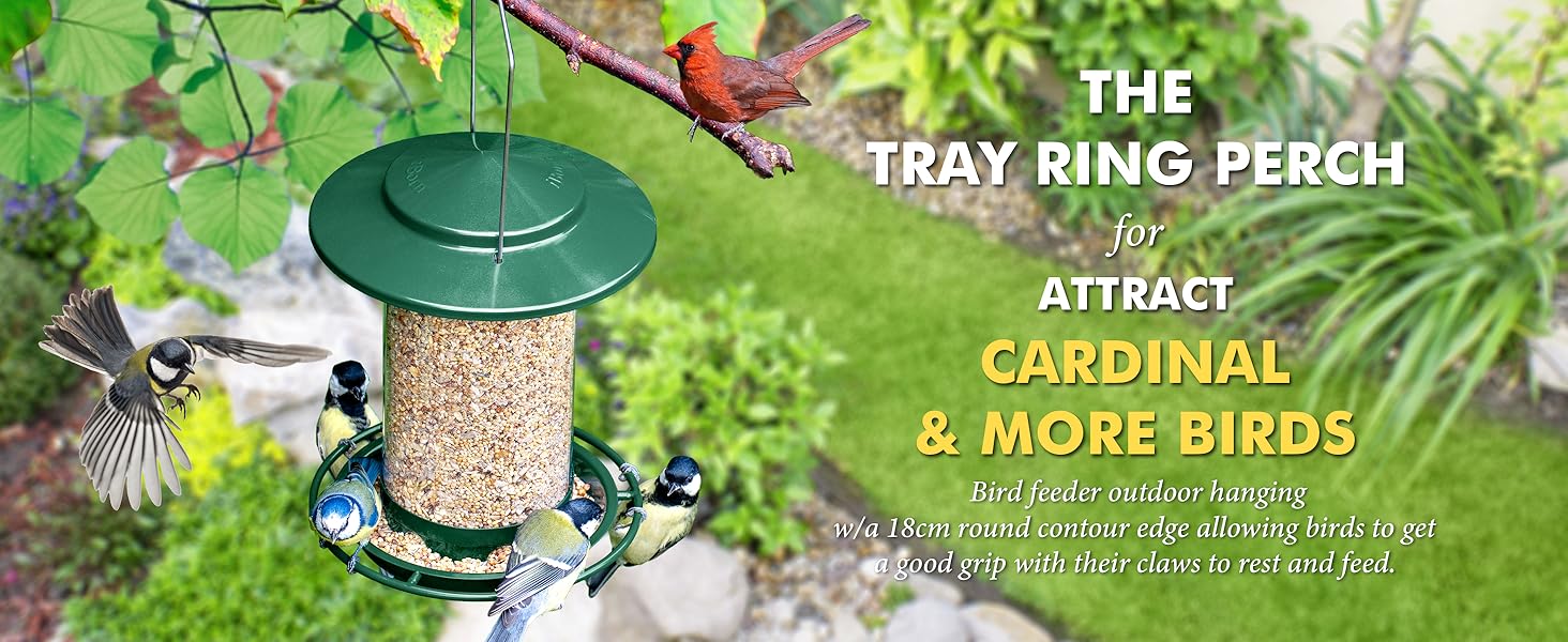 Годівниця для птахів iBorn, металева, з дахом, зелена, для цілорічного годування