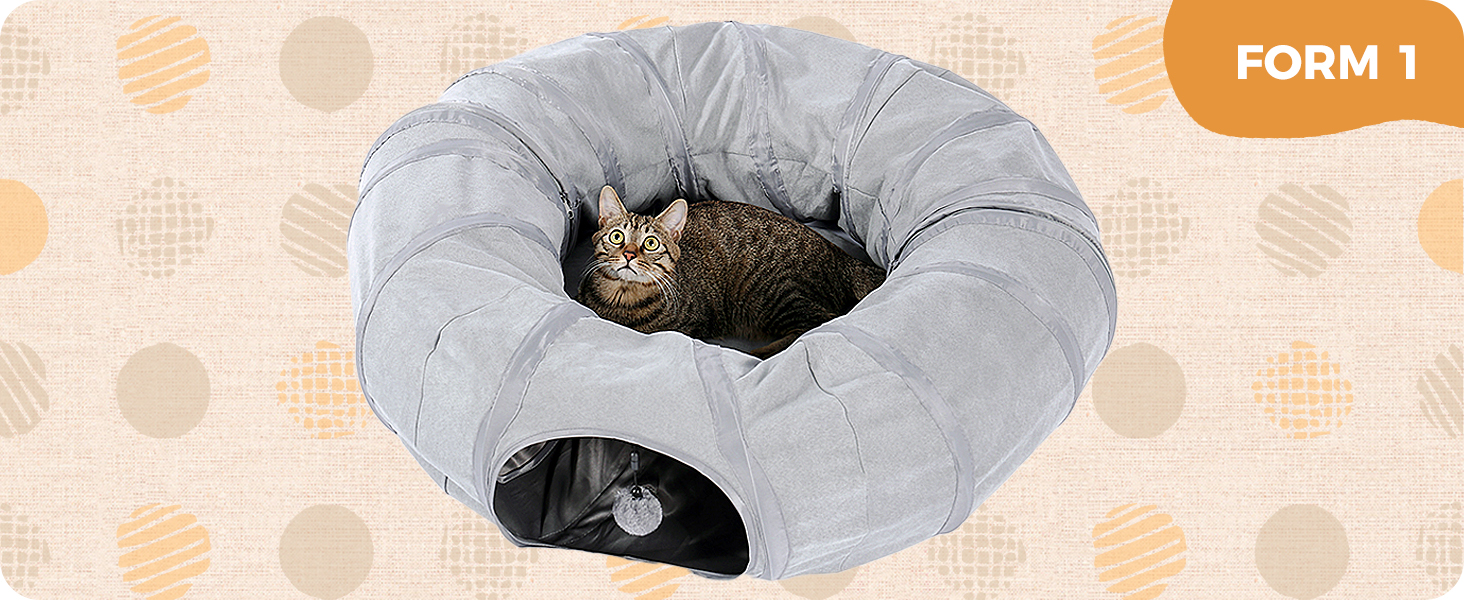 PAWZ Road Тоннель для котів, іграшка-тоннель, сірий, кругла форма