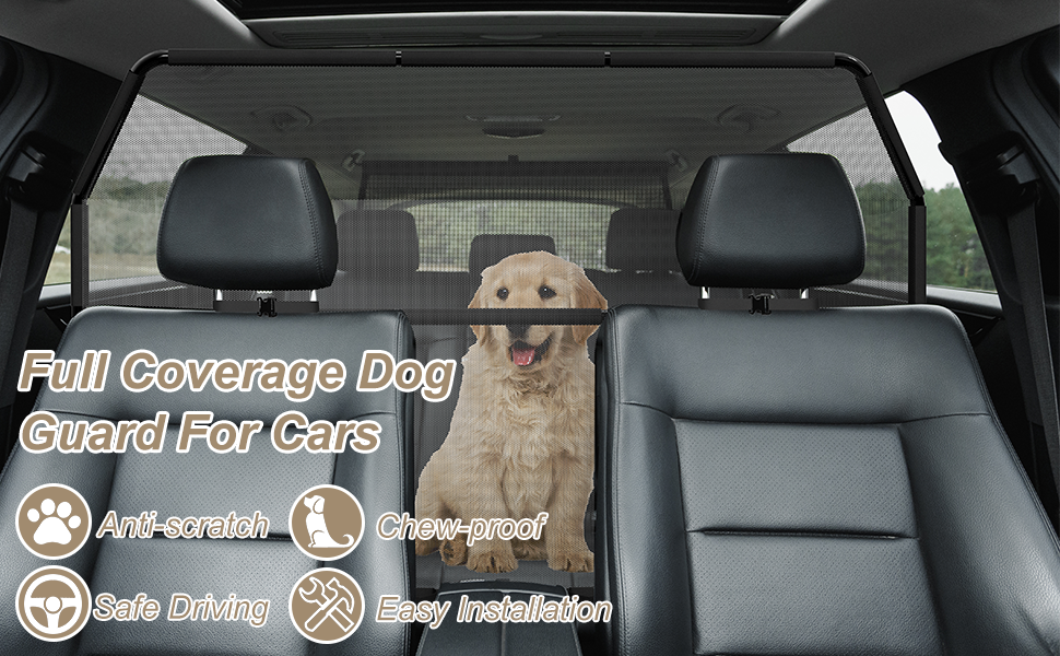 Сітка-перегородка для собак в авто, 127 см, для заднього сидіння та багажника, металевий каркас, сітка, універсальна, для позашляховиків та вантажівок