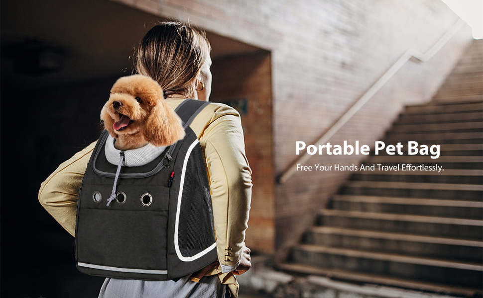 Рюкзак для собак та котів PETCUTE: зручний та практичний для подорожей, хаджінг, кемпінгу. Чорний колір.