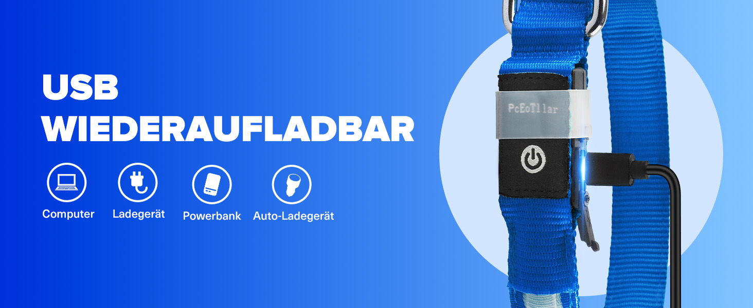 LED нашийник для собак з підсвічуванням, вологостійкий, 7 кольорів, регульований, чорний, 8 режимів, розмір M (38-50 см)