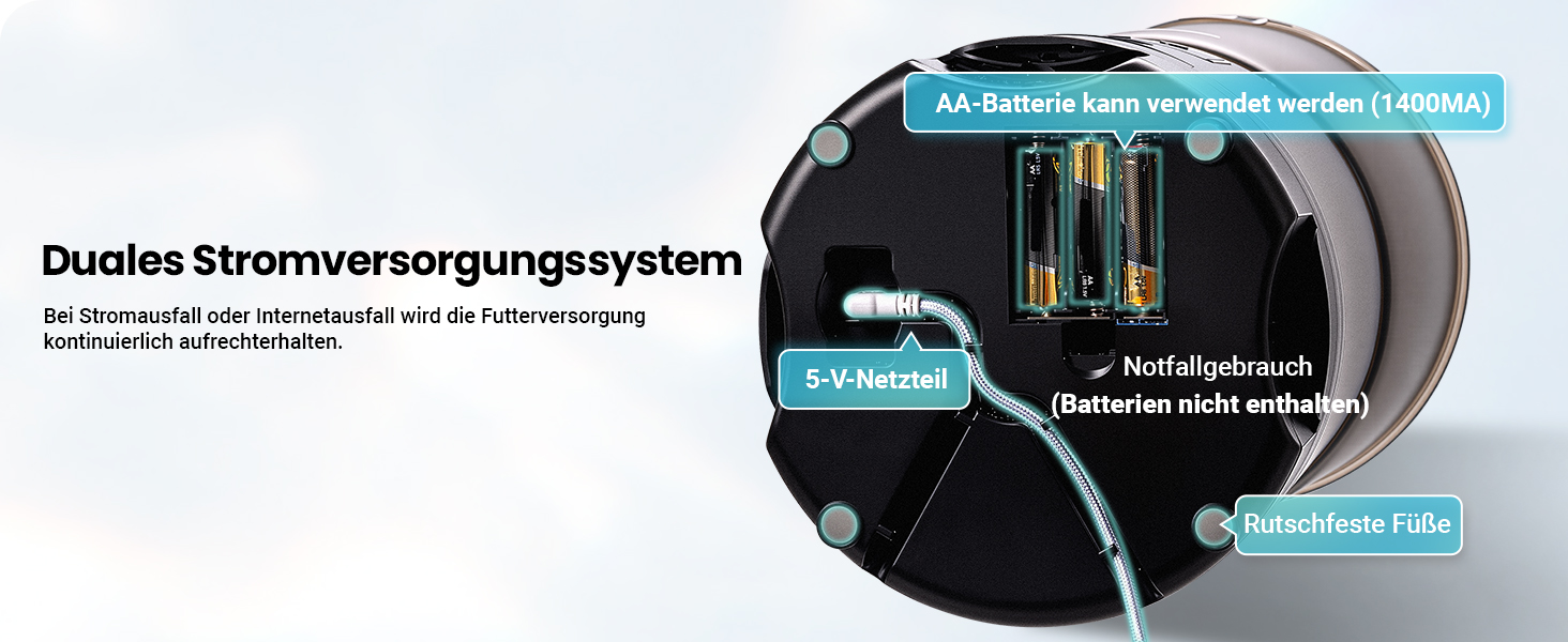 Автоматичний годівниця для котів з Wi-Fi та таймером, 6 л / 25 чашок, 3 миски, 3 пакети силікагелю, система проти застрягання, 2.4G Wi-Fi, запис голосу 10 секунд, чорний