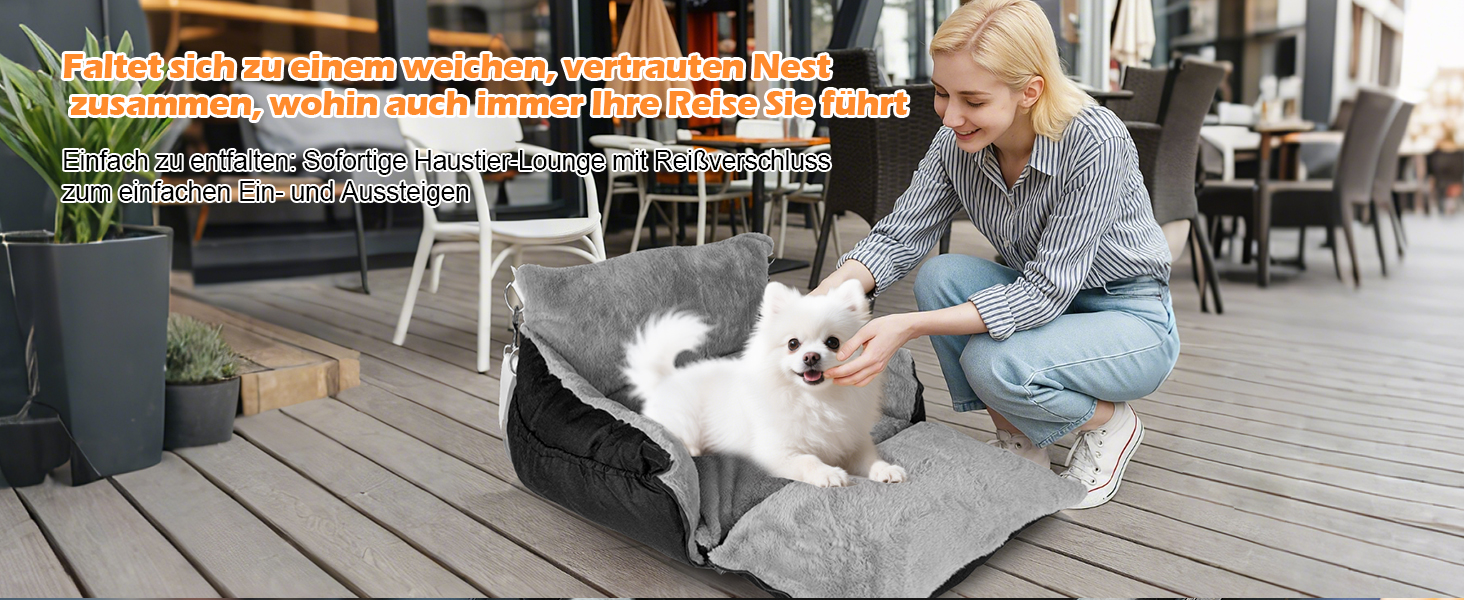 Автомобільний лежак для собак 3-в-1 – переносна лежанка для маленьких собак, з розкладною поверхнею, м'яким матрацом, для переднього та заднього сидіння, чорний