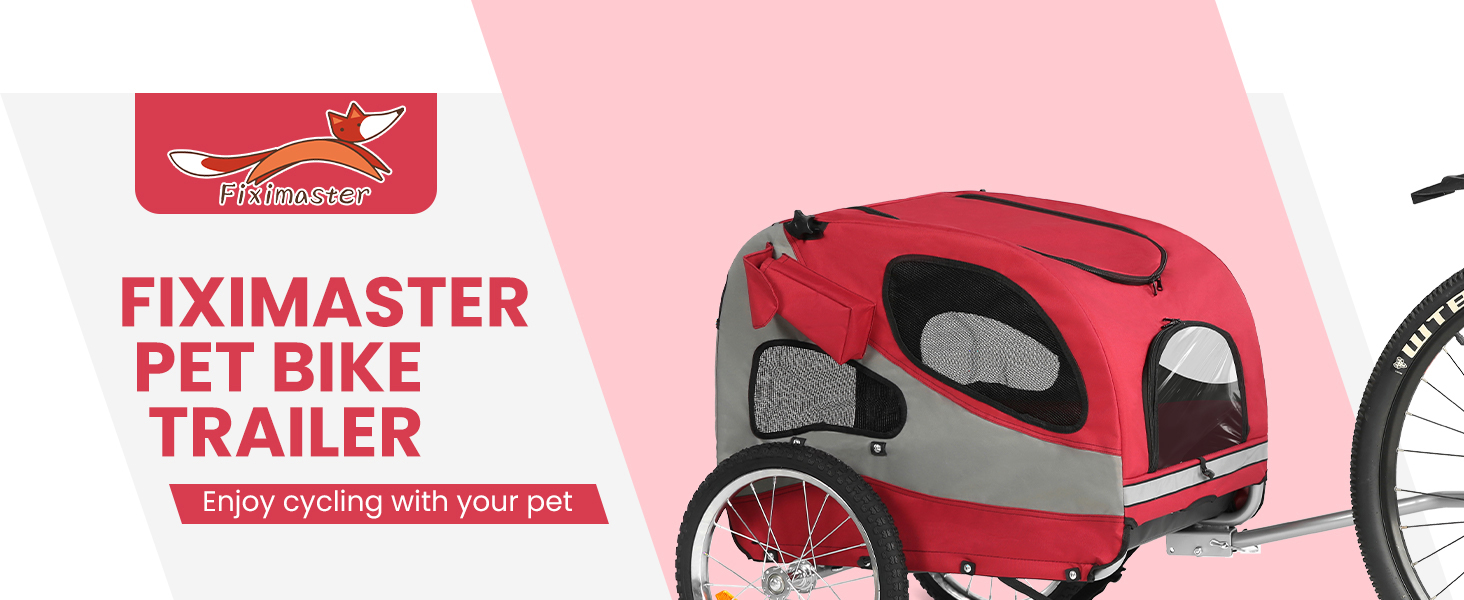 Причіп для собак до 30 кг, складний, з відбивачами, сумкою, м'яким внутрішнім простором та страхувальними ременями, червоний