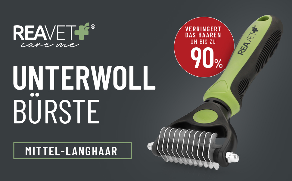 Щітка для собак та котів ReaVET для видалення підшерстя та ковтунів, великі та малі породи (M-L, XS-S), з масажним ефектом та захистом верхнього шару шерсті