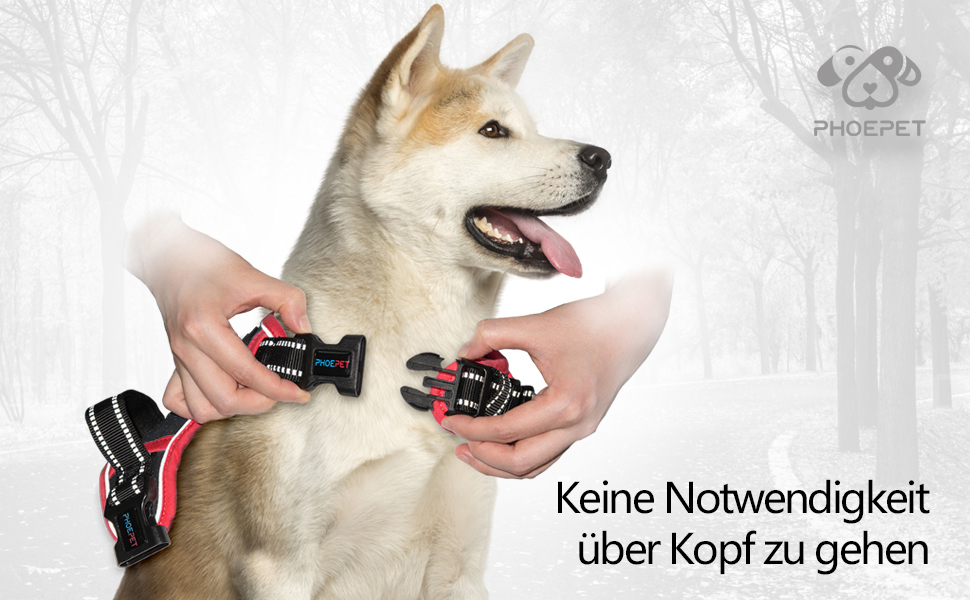 Шлейка безпеки для собак середніх та великих порід PHOEPET з м'якою ручкою та світловідбиваючими елементами (Чорний, M)