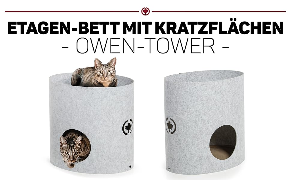 Клітка-кіготник для котів Owen-Tower XL, сірий, 50 см - багатоярусне ліжко з когтеточками