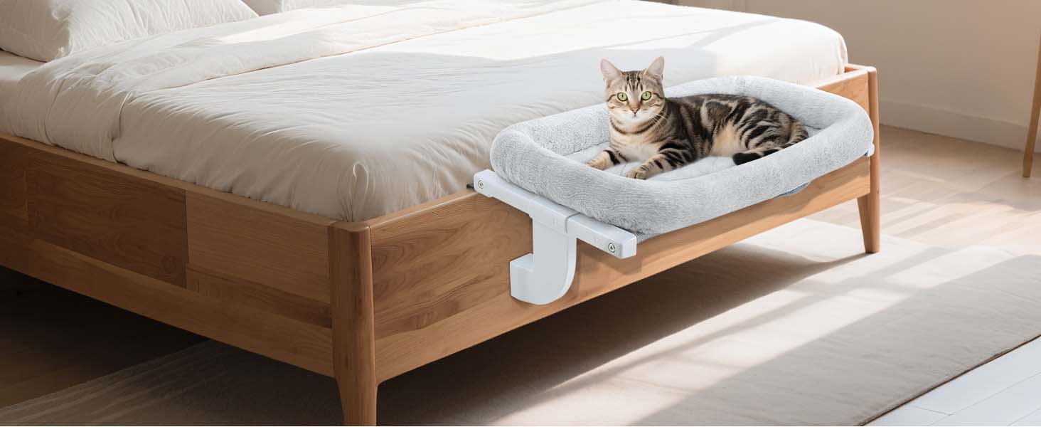 Ліжко для кота на батарею GUUSII HOME - тепле місце для відпочинку вашого улюбленця (58x33x15 см, сірий)