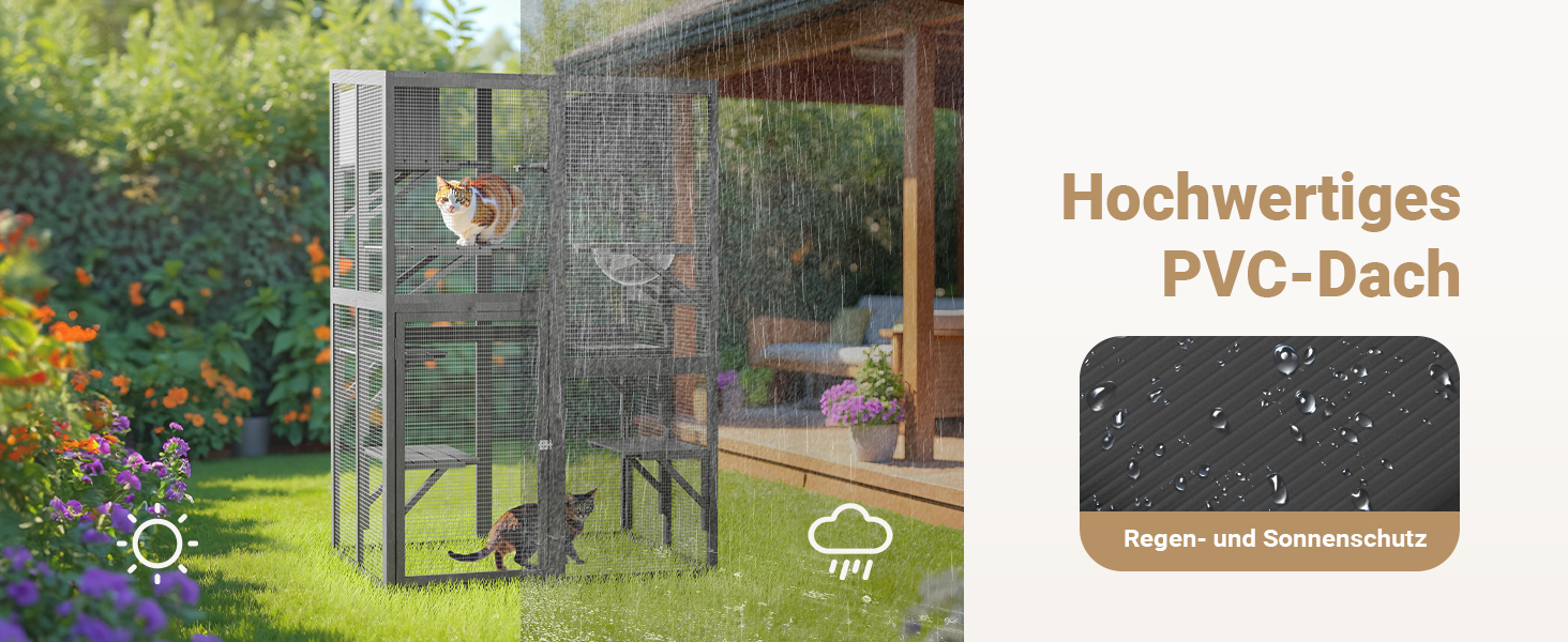 Вольтек (Wiltec) вольєр для котів 116 x 82 x 175,7 см, вольєр для котів з дерева з ПВХ-покриттям, 5 ярусів, для саду, балкону