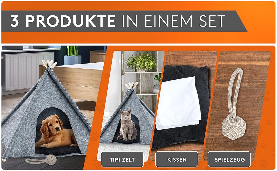 Будинок для собак та котів NAPFINO - затишна філцова хатинка з м'яким подушком та захистом від кліщів - для балкона, саду, вітальні - з іграшкою (розмір L)