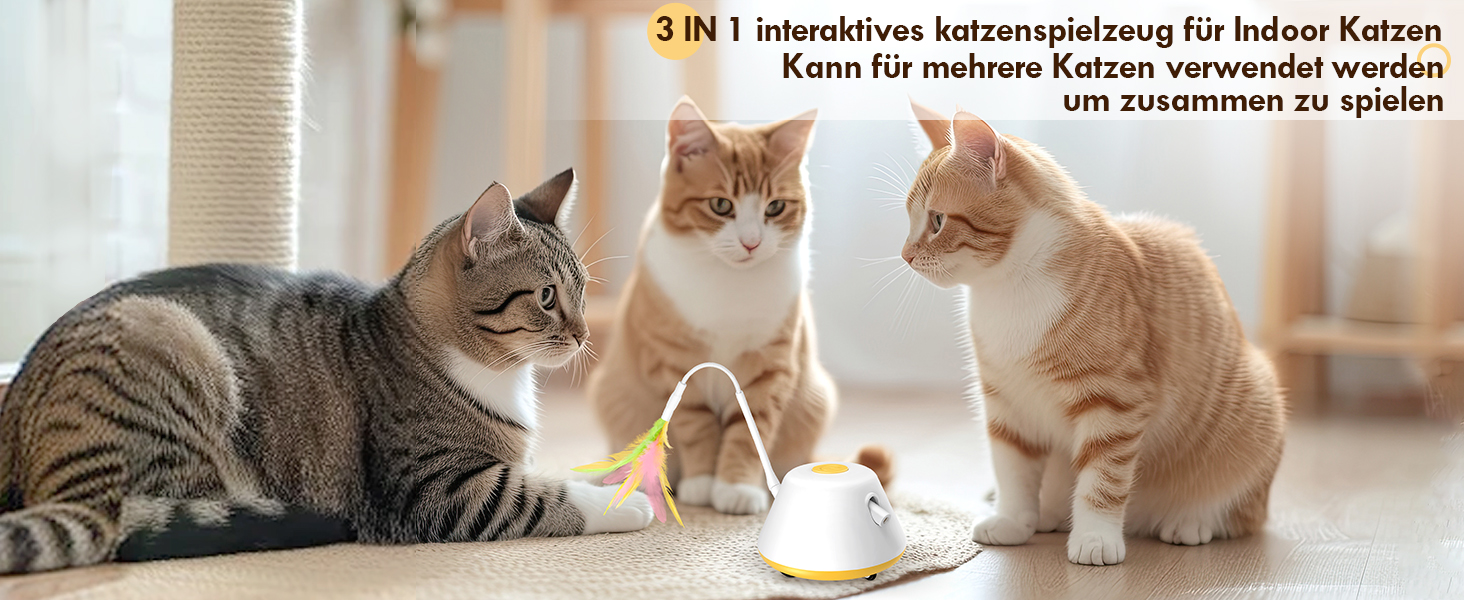 Інтерактивна іграшка для котів TGFIX 3 в 1 – електрична, з колесами та лазером, розвиваюча, з USB-зарядкою (жовта)