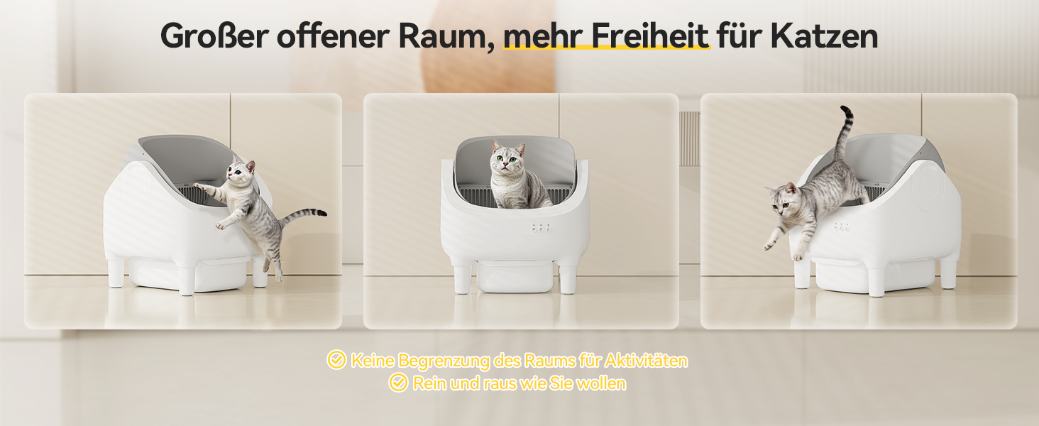 Автоматичний лоток для котів Devoko, самоочищуючийся, для великих котів до 15 кг, з керуванням через додаток, відкритий, зручний для котів, з ємністю 15 днів, легко чистити