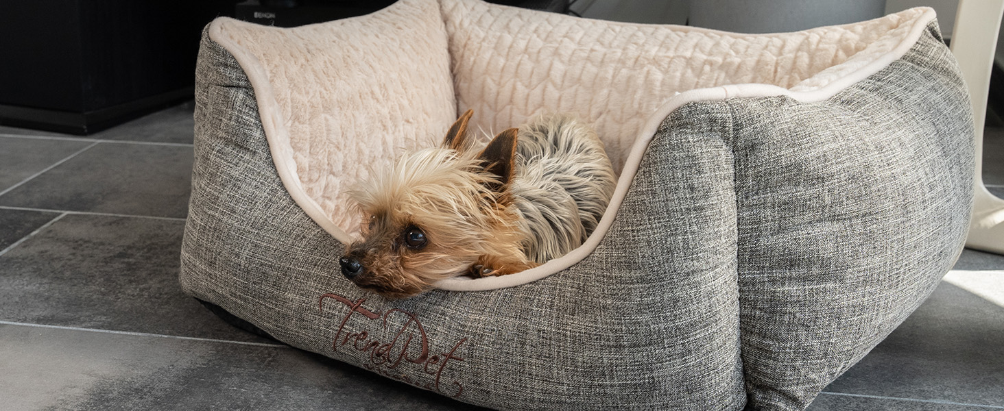 TrendPet VitaBed Бежеве - Ортопедичне ліжко для собак з 5см Memory Foam (100x90 см)